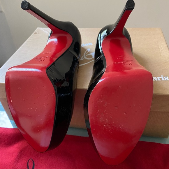 Authentic Christian Louboutin - Black Leather Bianca Platform Pumps Size 36 New - Picture 13 of 16